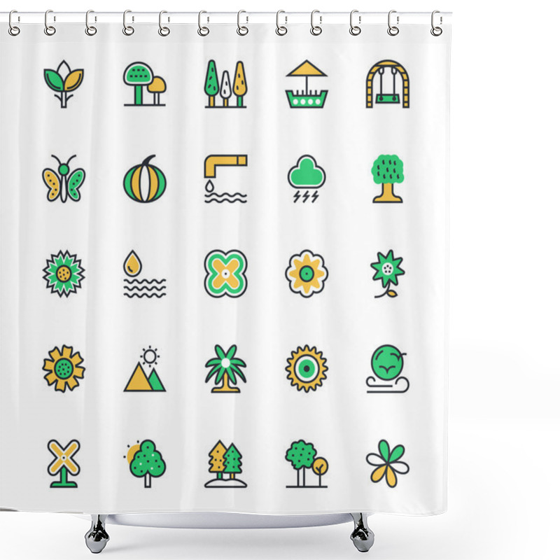 Personality  Nature, Park Vector Icons 3 Shower Curtains