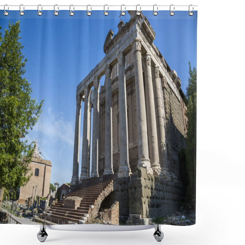 Personality  Rome, Italy - August 17, 2019: Temple Of Antoninus And Faustina - Temple At The Roman Forum, Built In 141 AD By Order Of Emperor Antoninus Pius Shower Curtains