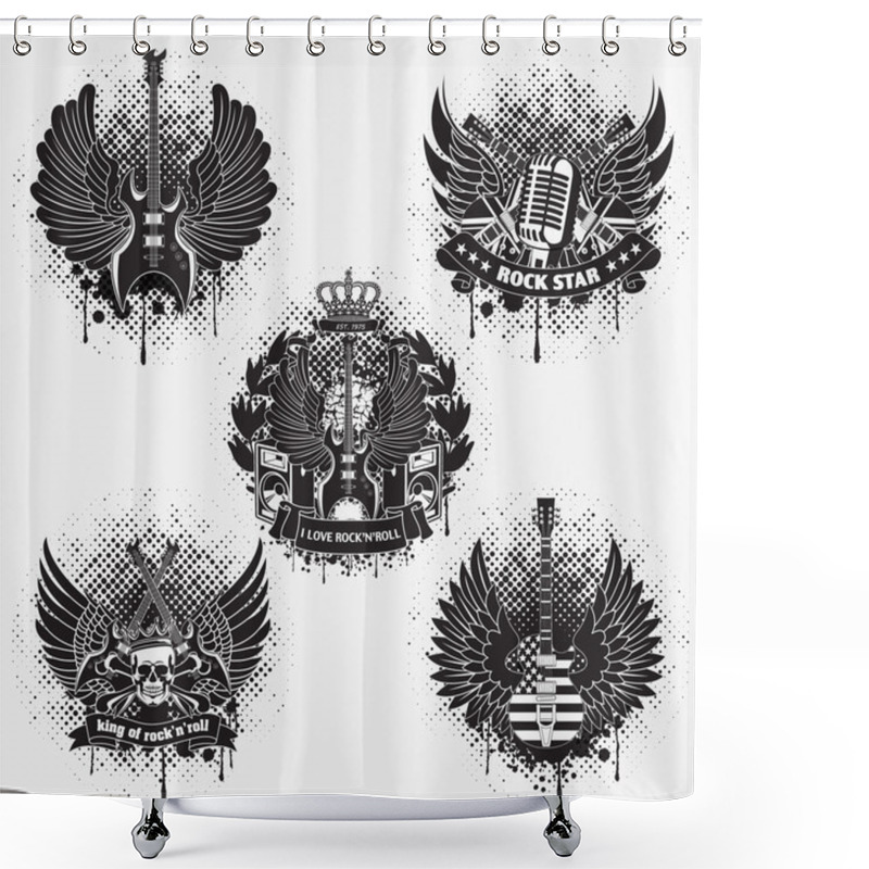 Personality  Set Of Sticker ,guitar Of Wings Shower Curtains