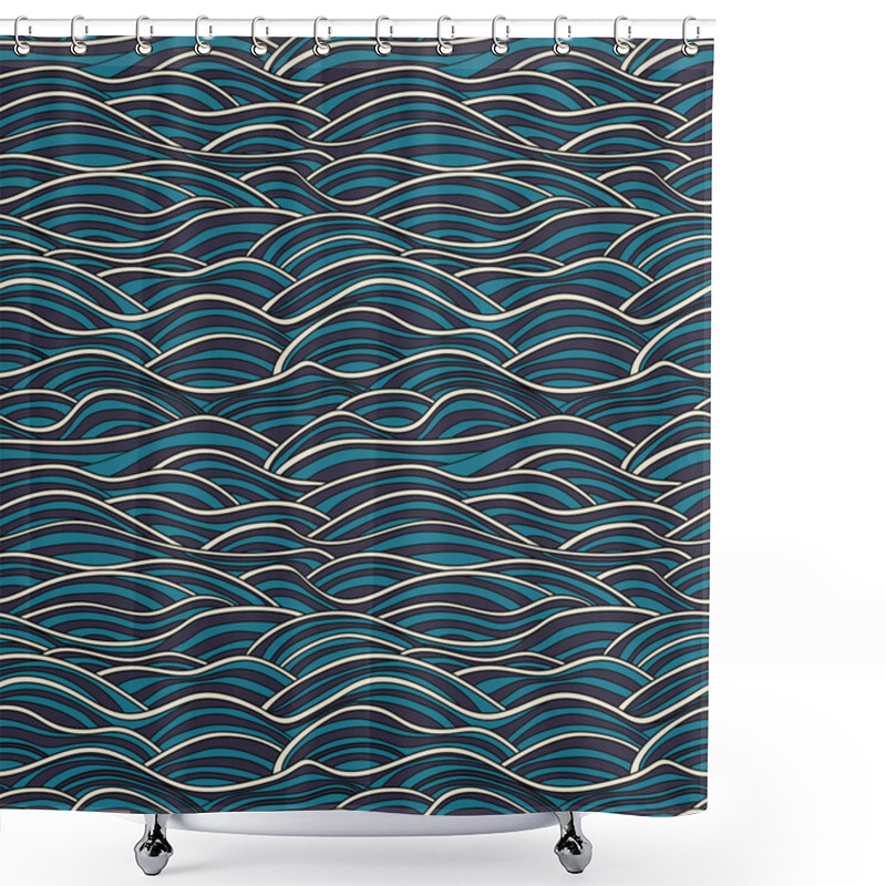 Personality  Abstract Waves Seamless Pattern Shower Curtains