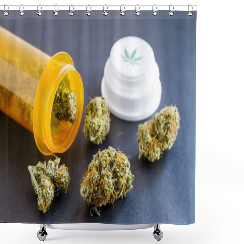 Personality  Medical Marijuana Buds On Black Background Shower Curtains