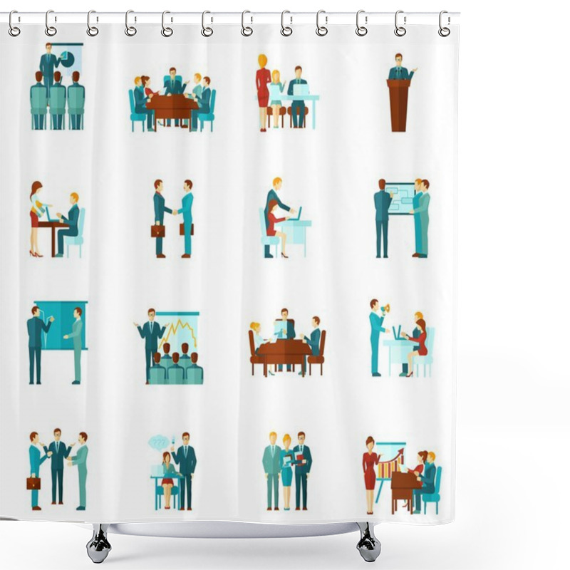 Personality  Business Training Flat Icons Shower Curtains