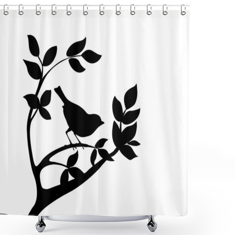 Personality  Vector Silhouette Bird On Tree Shower Curtains