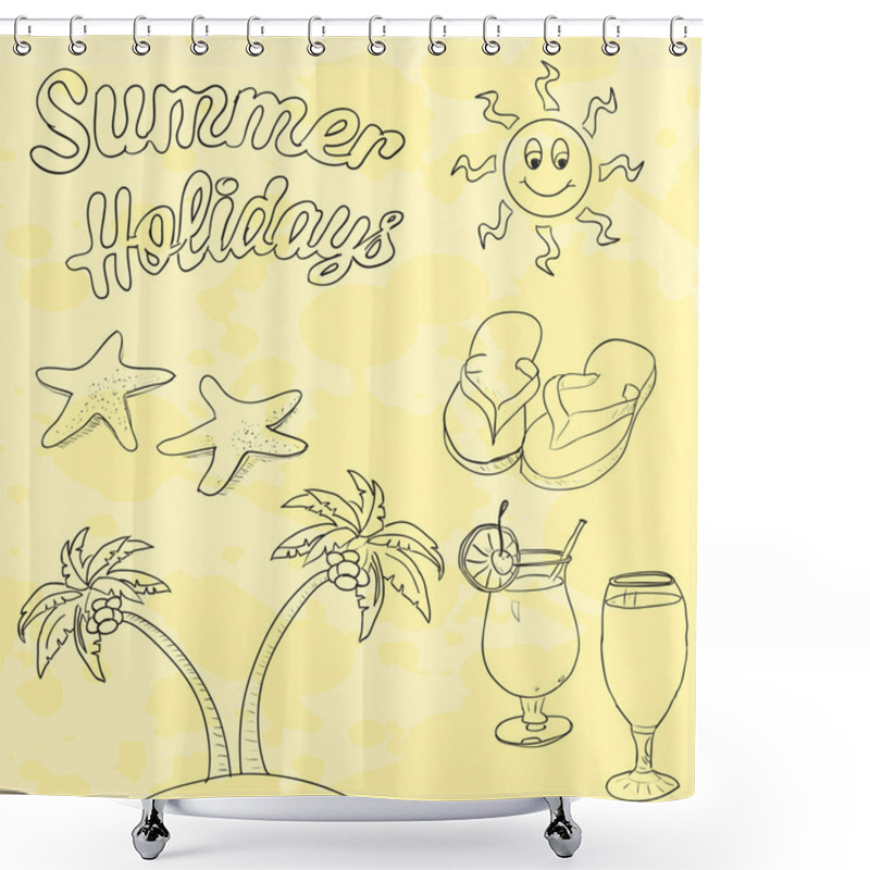 Personality  Summer Holidays Picture Vector Illustration   Shower Curtains