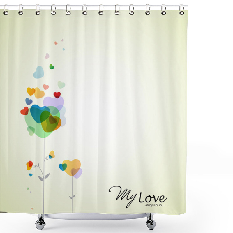 Personality  Beautiful Transparent Heart Tree Illustration. EPS10, Vector Ill Shower Curtains