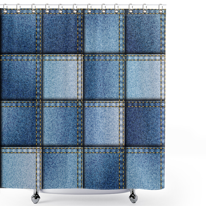 Personality  Patchwork Of Denim Fabric. Shower Curtains