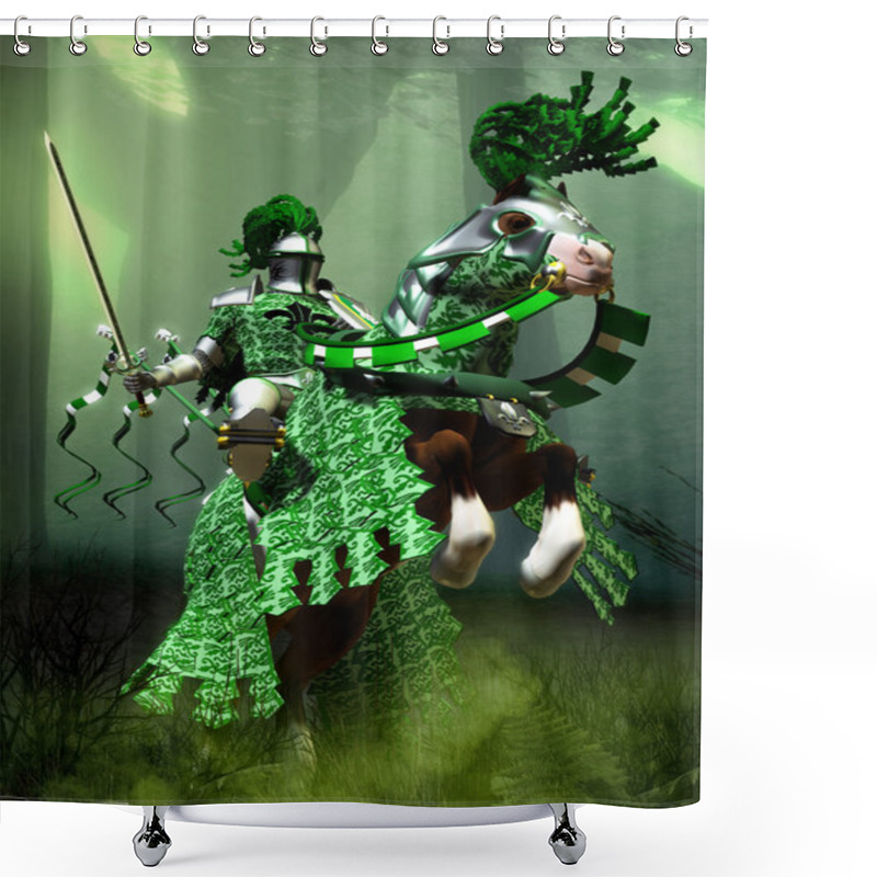 Personality  Fantasy Green Knight Shower Curtains