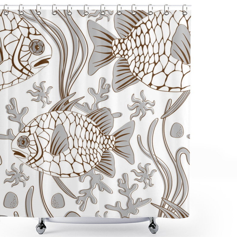 Personality  Pinecone Fish Pattern Shower Curtains