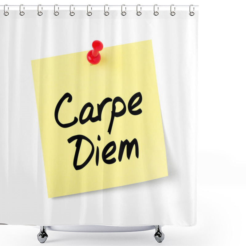 Personality  Yellow Paper Note With Text Carpe Diem Shower Curtains