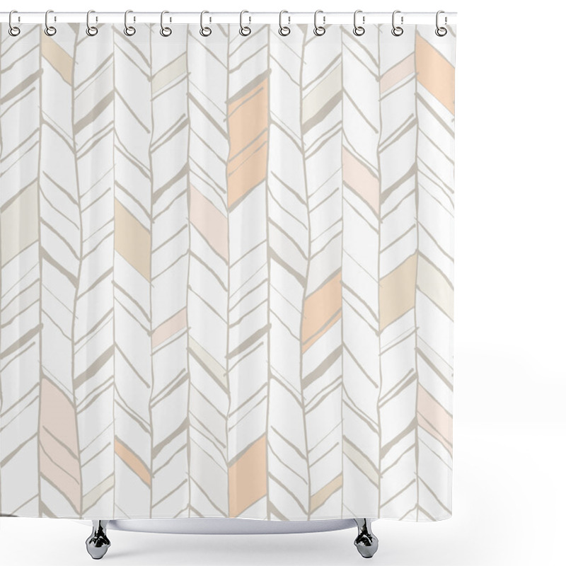 Personality  Hand Drawn Herringbone Pattern Shower Curtains