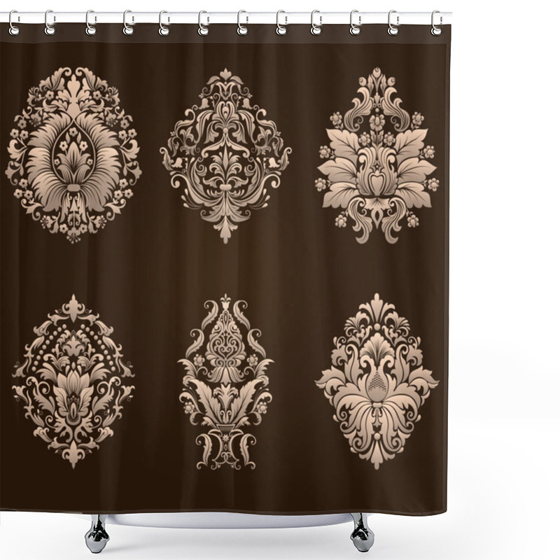 Personality  Vector Set Of Damask Ornamental Elements. Shower Curtains